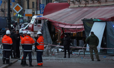 Le site d'une explosion dans un café de Saint-Pétersbourg