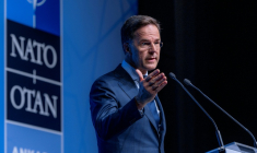 Photo fournie par l'Otan ,le 6 juillet 2026, montrant le secrétaire général de l'Otan, Mark Rutte, lors d'une conférence de presse précédant le 36e sommet des chefs d'État et de gouvernement de l'Otan à Ankara, en Turquie ( NATO / Handout )
