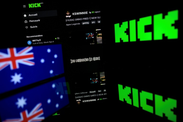 Le logo de la plateforme autralienne Kick, le 21 août 2025 à Toulouse ( AFP / Lionel BONAVENTURE )