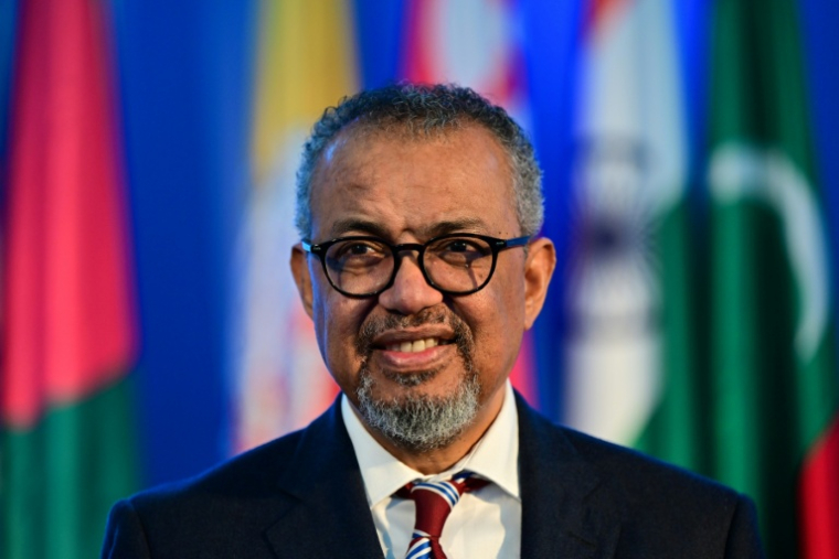 Le directeur général de l'Organisation mondiale de la santé (OMS), Tedros Adhanom Ghebreyesus, à la cérémonie d'ouverture de la 78e session du Comité régional de l'OMS pour l'Asie du Sud-Est, à Colombo au Sri Lanka, le 13 octobre 2025 ( AFP / Ishara S. KODIKARA )