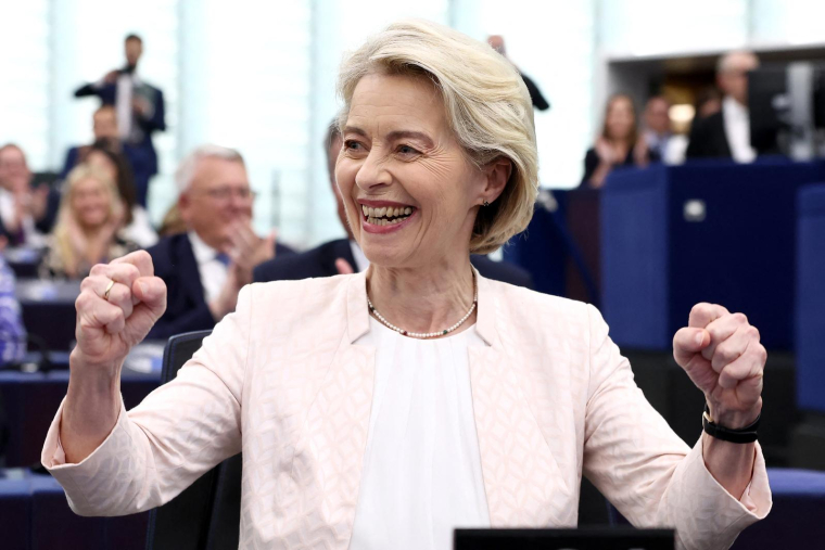 Ursula von der Leyen à Strasbourg, le 18 juillet 2024. ( AFP / FREDERICK FLORIN )