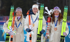 Biathlon - Cérémonie de victoire du sprint féminin 7,5 km