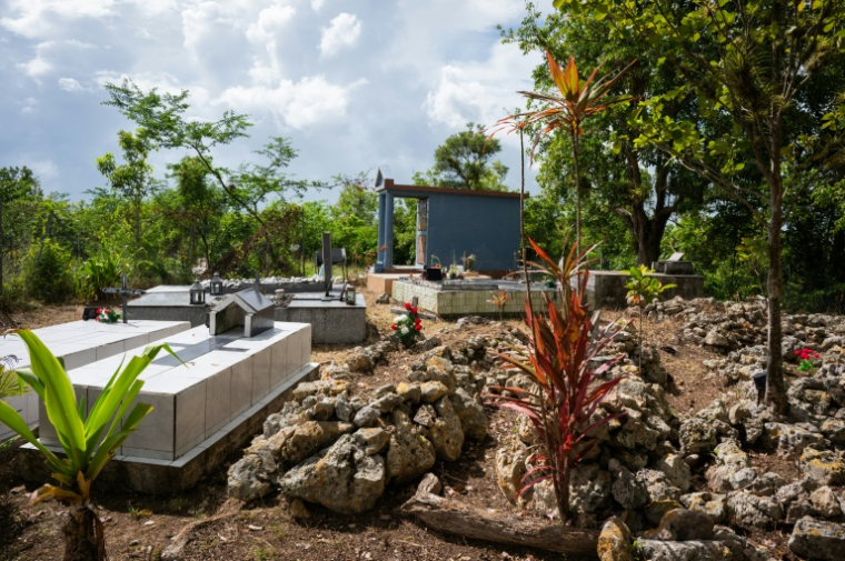 Le cimetière privé de la famille Roussas aux Abymes, en Guadeloupe, le 31 octobre 2025 ( AFP / Carla Bernhardt )