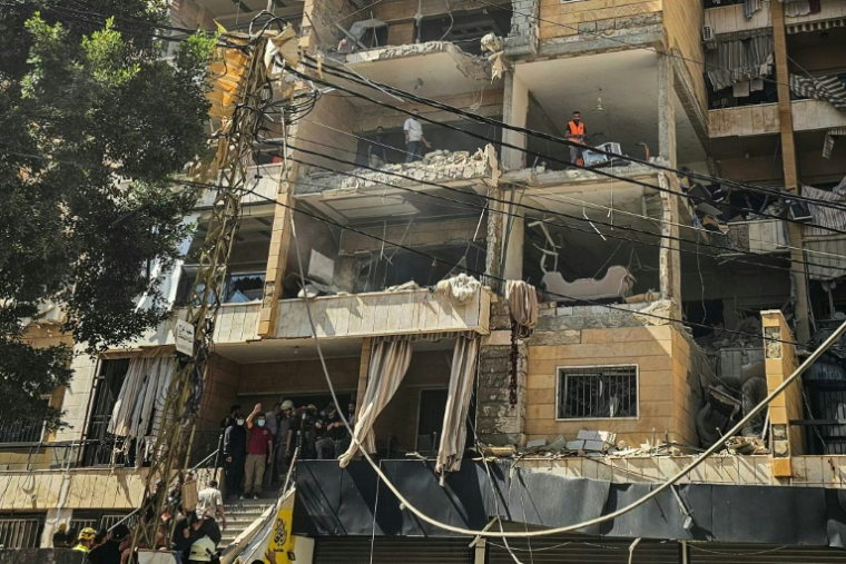 Immeuble endommagé après une frappe israélienne sur un immeuble de Beyrouth, le 7 juin 2026. ( AFP / - )