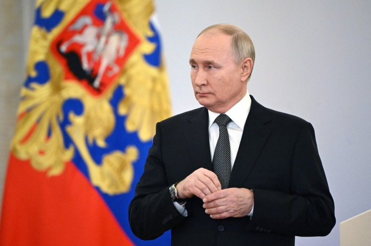 Vladimir Poutine, le 8 décembre 2023, à Moscou ( POOL / SERGEY GUNEYEV )