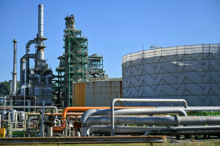 La raffinerie de Normandie de TotalEnergies, la plus grande de France, à Gonfreville-L'Orcher, produit une part importante du diesel et du kérosène consommés dans l'Hexagone  ( AFP / Lou BENOIST )