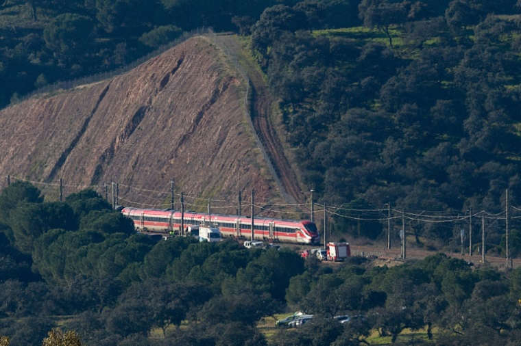 Les secours s'affairent autour du train Iryo accidenté, à Adamuz, le 19 janvier 2026 ( AFP / Jorge GUERRERO )