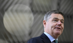 Paschal Donohoe, alors ministre irlandais des Finances et président de l'Eurogroupe, le 13 juillet 2023 à Bruxelles  ( AFP / JOHN THYS )