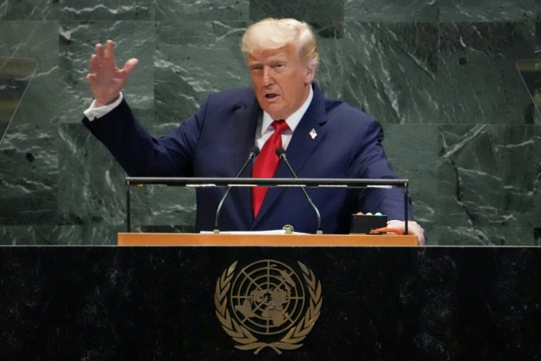 Le président américain Donald Trump s'adresse à l'Assemblée générale de l'ONU, le 23 septembre 2025 à New York. ( AFP / TIMOTHY A. CLARY )