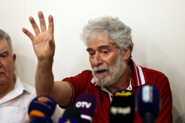 Le Libanais Georges Ibrahim Abdallah, 74 ans, s'exprime lors d'une conférence de presse le 25 juillet 2025 dans son village de Kobayat au Liban ( AFP / anwar amro )