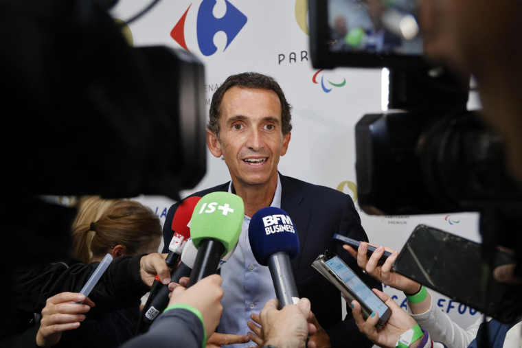 Le PDG de Carrefour Alexandre Bompard le 11 septembre 2024 à Paris. ( AFP / LUDOVIC MARIN )