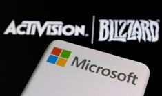 Illustration des logos de Microsoft et d'Activision Blizzard