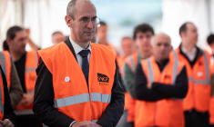 Le PDG de SNCF Réseau Matthieu Chabanel à Biars sur Cere (Lot)le 30 octobre 2025. ( AFP / MATTHIEU RONDEL )