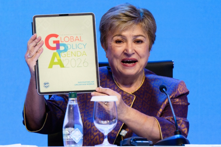La directrice générale du Fonds monétaire international (FMI), Kristalina Georgieva, à Bangkok, le 13 octobre 2026 en Thaïlande ( AFP / ANTHONY WALLACE )
