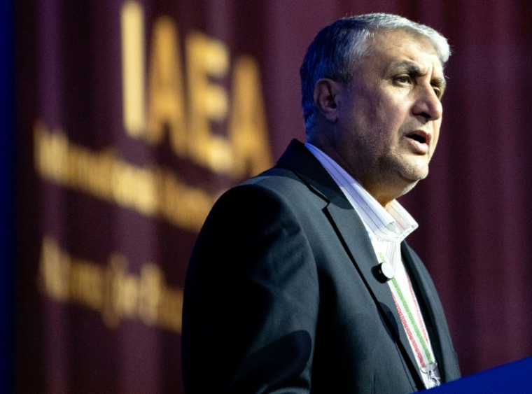 Le chef de l'Organisation iranienne de l'énergie atomique (OIEA) Mohammad EslamiI à Vienne en Autriche au siège de l'AIEA le 15 septembre 2025 ( AFP / Joe Klamar )