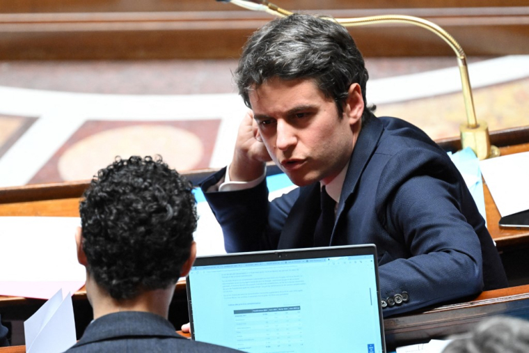 Gabriel Attal à Paris, le 3 avril 2024. ( AFP / BERTRAND GUAY )
