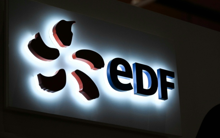 Le logo du groupe EDF, le 8 juin 2022 à Lille (nord de la France) ( AFP / DENIS CHARLET )
