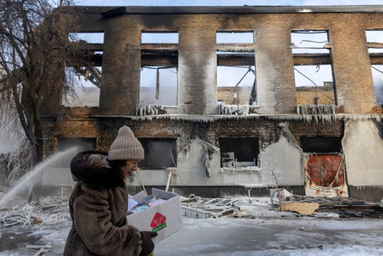 Conséquences d'une attaque de drone russe à Kiev