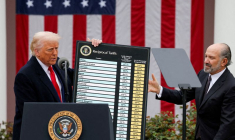 Le président américain Trump prononce un discours sur les tarifs douaniers, à la Maison Blanche