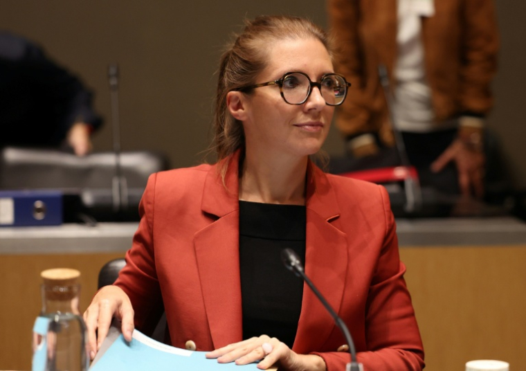 La ministre déléguée chargée de l'Égalité entre les femmes et les hommes, Aurore Bergé, à l'Assemblée nationale le 16 septembre 2026 ( AFP / Charlotte SIEMON )