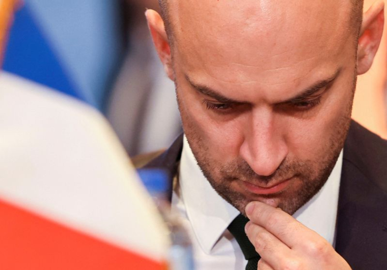 Le ministre français des Affaires étrangères Jean-Noël Barrot lors d'une conférence humanitaire pour Gaza