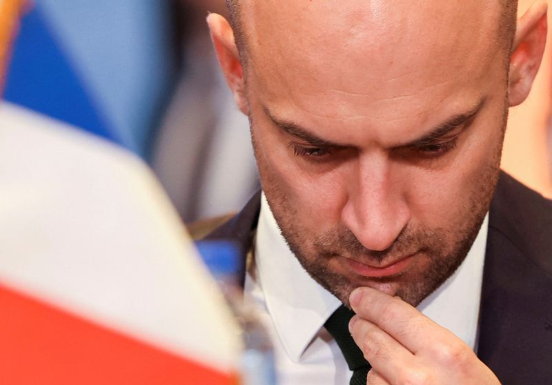 Le ministre français des Affaires étrangères Jean-Noël Barrot lors d'une conférence humanitaire pour Gaza