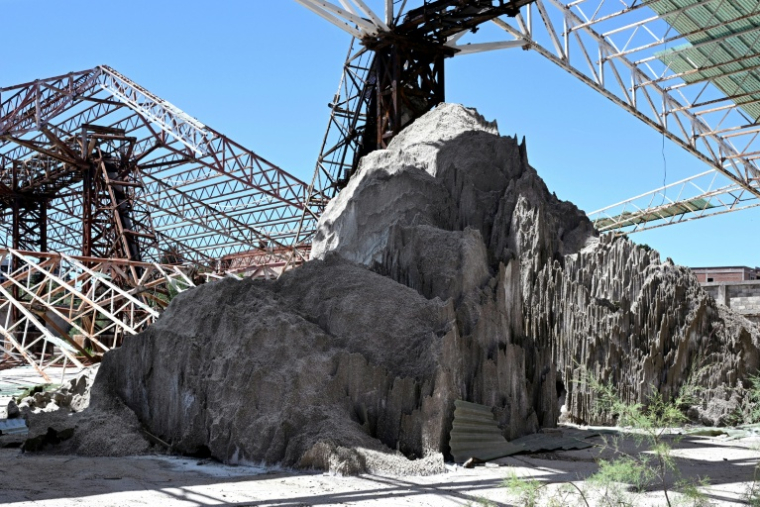 Du sel marin non transformé à l'intérieur des marais salants abandonnés d'Ulcinj, le 2 juin 2026 au Monténégro ( AFP / SAVO PRELEVIC )