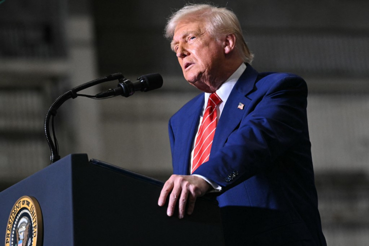 Donald Trump à West Mifflin, aux Etats-Unis, le 30 mai 2025. ( AFP / SAUL LOEB )