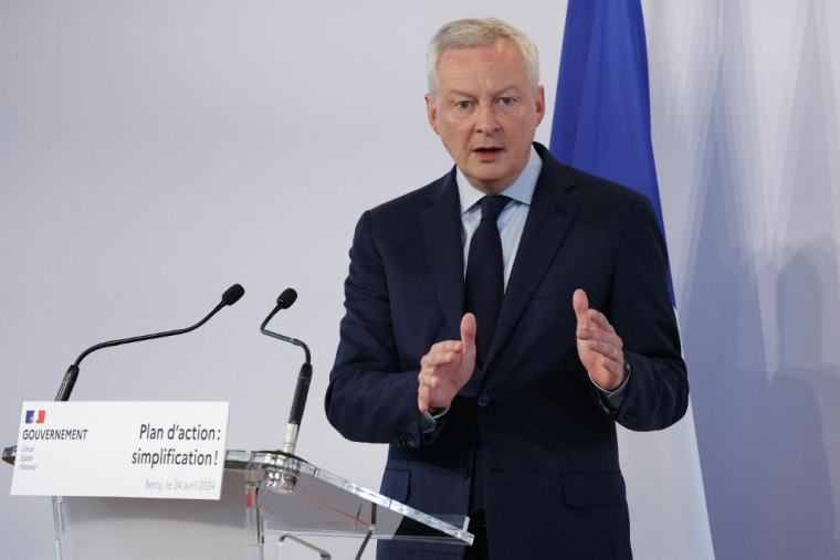Bruno Le Maire à Paris, le 24 avril 2024. ( AFP / THOMAS SAMSON )