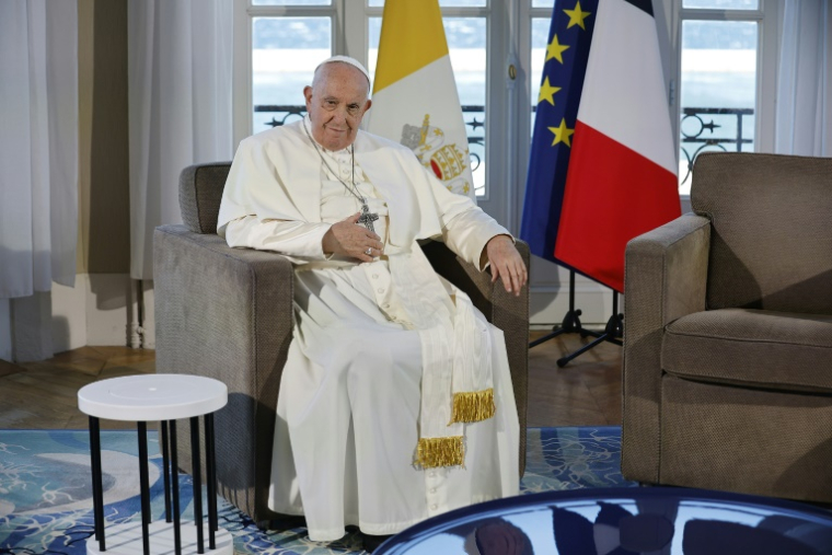 Le pape François au Palais du Pharo à Marseille, le 23 septembre 2023 ( POOL / Sebastien NOGIER )