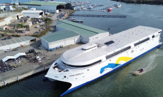 Le navire Hull 096 à Hobart, en Australie, le 2 mai 2025. ( Incat Tasmania / Handout )