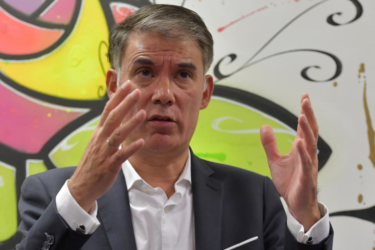 Olivier Faure, le 18 septembre 2022, à Rennes ( AFP / JEAN-FRANCOIS MONIER )