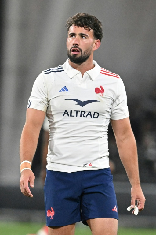 Le Français Antoine Hastoy lors du premier test international de rugby de la tournée d'été entre la Nouvelle-Zélande et la France, à Dunedin, le 5 juillet 2025 ( AFP / Sanka Vidanagama )