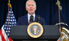 Joe Biden s'exprime devant la presse sur la mort de l'ex-président américain Jimmy Carter, le 29 décembre 2024, depuis St. Croix, dans les îles Vierges américaines ( AFP / SAUL LOEB )