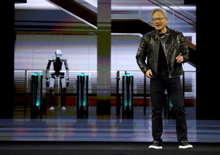 Le PDG de Nvidia, Jensen Huang, le 18 mars 2025 à San José en Californie. ( GETTY IMAGES NORTH AMERICA / JUSTIN SULLIVAN )