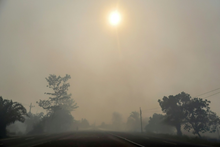 L'air de l'île indonésienne de Kalimantan pollué par des fumées d'incendies de forêt, le 20 août 2026 en Indonésie ( AFP / REINA )