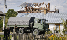 Une maison touchée par un drone russe à Wyryki-Wola, en Pologne, le 10 septembre 2025. ( AFP / WOJTEK RADWANSKI )