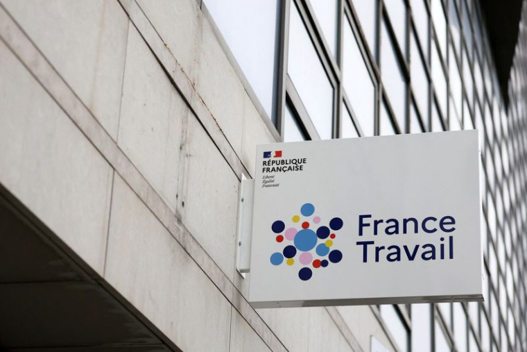 The logo of France Travail near Paris