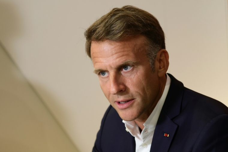 Le président français Emmanuel Macron à la cérémonie de clôture de la Coupe du monde d'e-sport au Grand Palais à Paris, le 23 août 2026 ( POOL / Teresa SUAREZ )