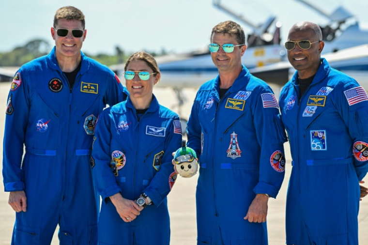 Les quatre astronautes de la mission Artémis 2 (GàD): le Canadien Jeremy Hansen, les Américains Christina Koch, Reid Wiseman and Victor Glover ( AFP / Miguel J. Rodriguez CARRILLO )