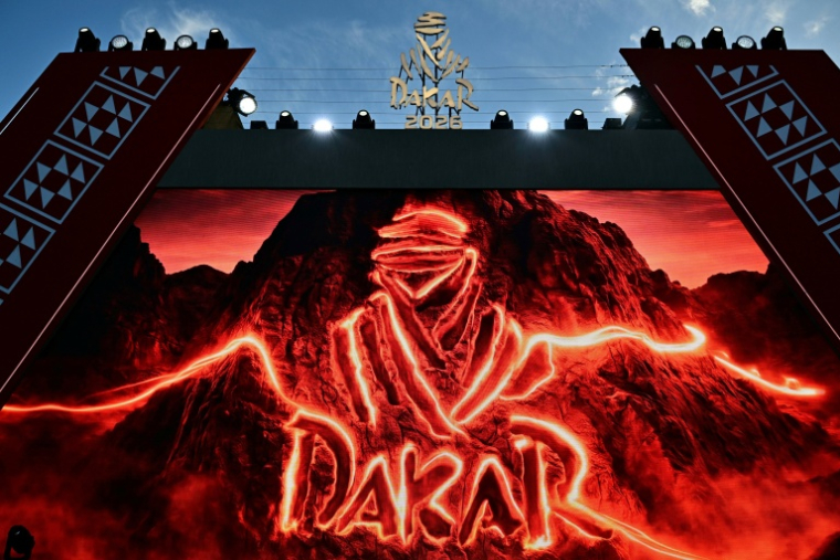 Le logo du Dakar lors de la 48e édition, le 16 janvier 2026 en Arabie saoudite ( AFP / Giuseppe CACACE )
