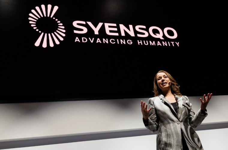 La directrice générale de Sye,sqo, Ilham Kadri, à Bruxelles, en Belgique, le 24 janvier 2024. ( Belga / BENOIT DOPPAGNE )