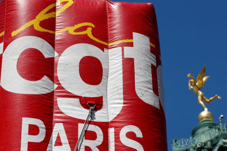 Le logo du CGT à Paris, en France