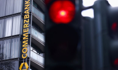 Le logo de la Commerzbank dans une agence de Cologne