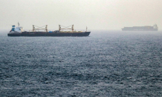 Des navires circulent dans le détroit de Bab el-Mandeb, le 25 juillet 2026 au large des côtes sud du Yémen ( AFP / Khaled ZIAD )