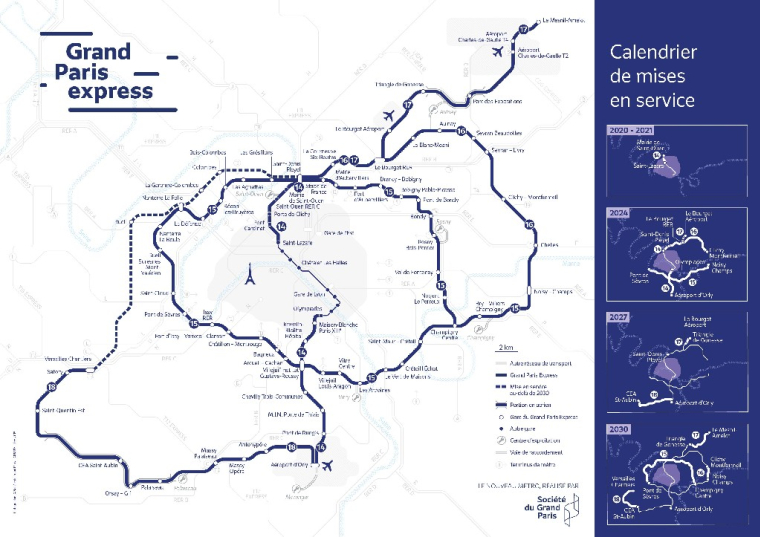 Grand Paris express: Calendrier de mises en service