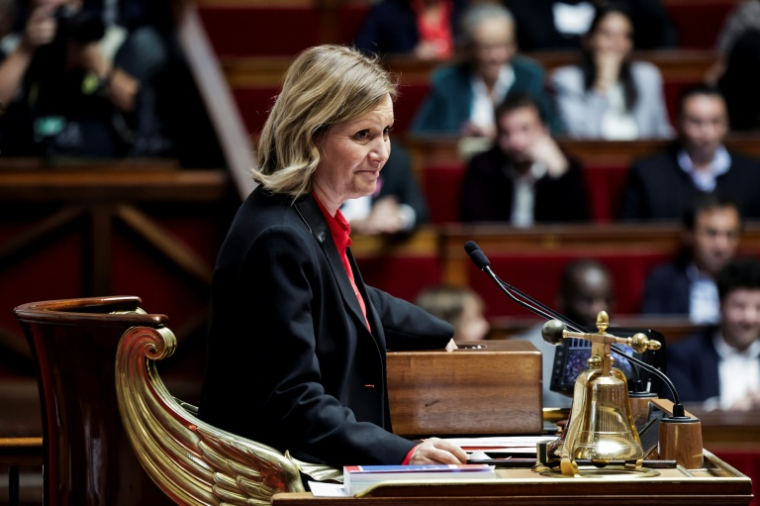 La présidente de l'Assemblée Yaël Braun-Pivet préside la séance ouvrant la session ordinaire du Parlement, le 1er octobre 2025  ( AFP / STEPHANE DE SAKUTIN )