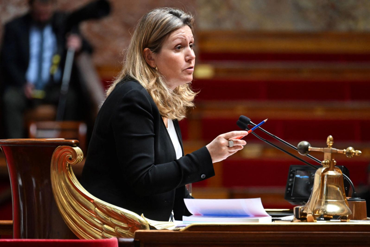 Yael Braun-Pivet, le 16 mai 2023, à l'Assemblée nationale ( AFP / EMMANUEL DUNAND )