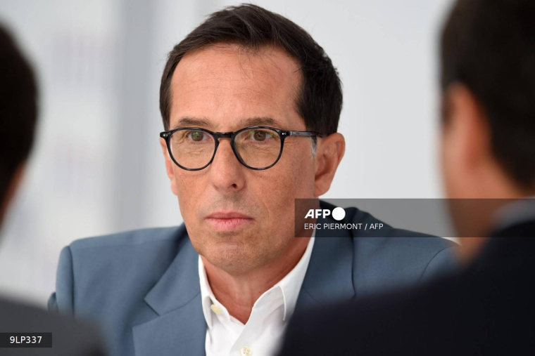 Nicolas Hieronimus, directeur général de L'Oréal, en août 2021, à Paris ( AFP / ERIC PIERMONT )