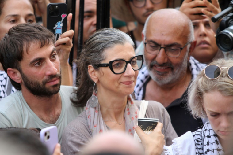 La rapporteure spéciale de l'ONU Francesca Albanese lors une conférence de presse de la "Global Sumud Flotilla" à Tunis, le 9 septembre 2025 ( AFP / Hasan MRAD )